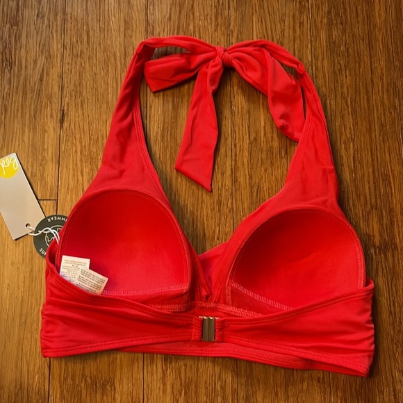 Boden NWT Vibrant Red Bikini Top - size 8 - halter - Picture 3 of 4